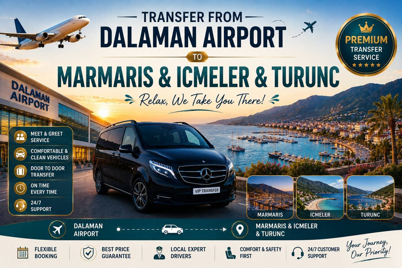Transfer from Dalaman Airport to Marmaris & Icmeler & Turunc